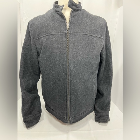 Perry Ellis Men Wool Blend Coat Jacket Lined Small S Black Charcoal Full Zipper - Picture 3 of 16